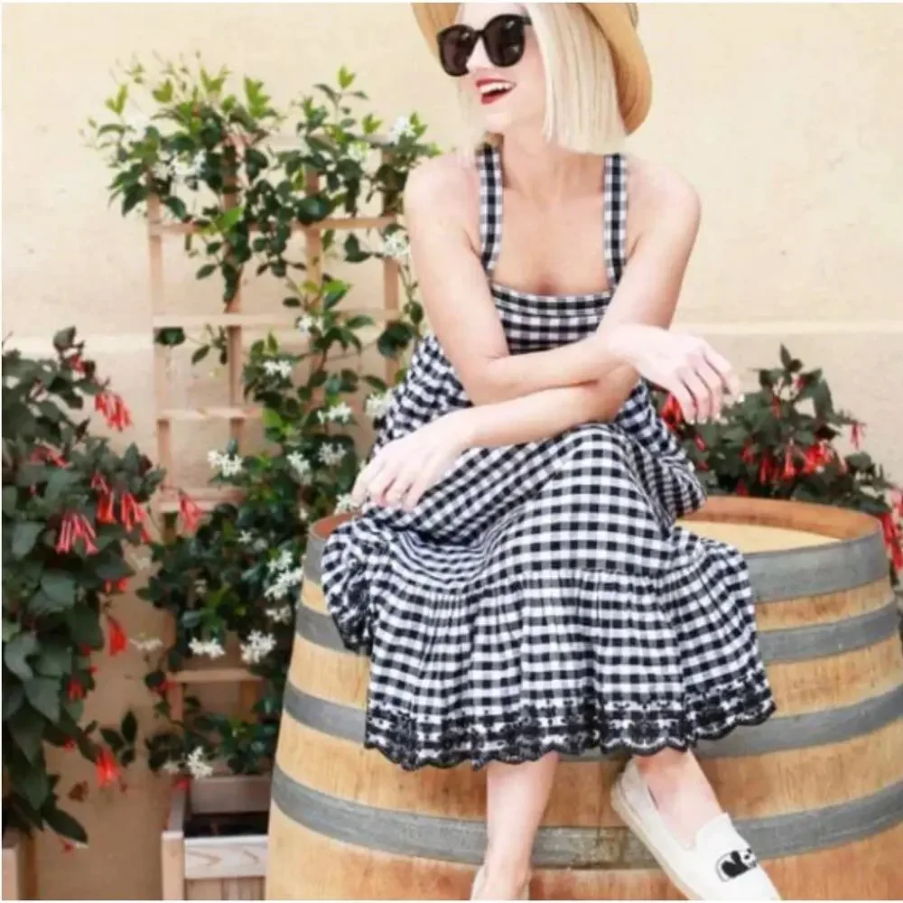 J. Crew Black and White Gingham Midi Dress - Picture 8 of 8